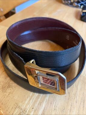 C.I. Made In Italy leather black brown color gold tone hardware belt size 44